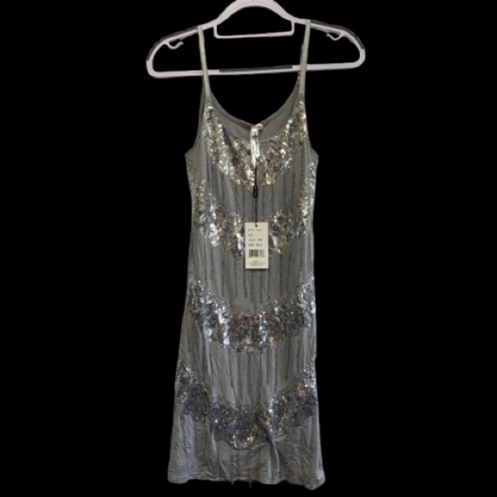 Cristina Love Gray Sequin Embellished Dress Size L NWT